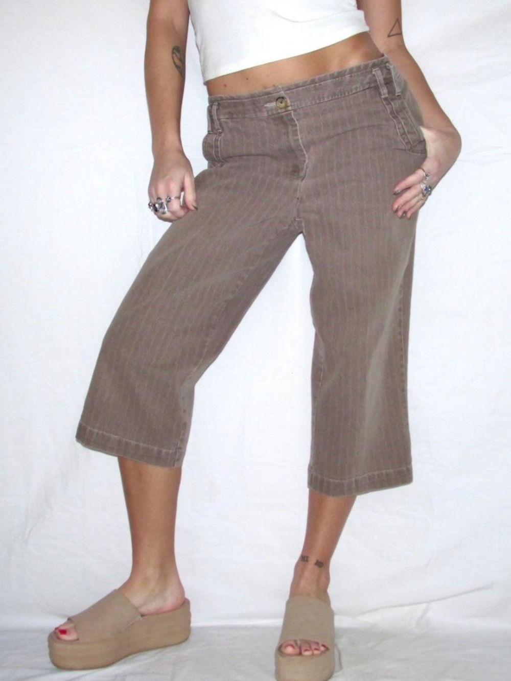 Pinstripe capri pants